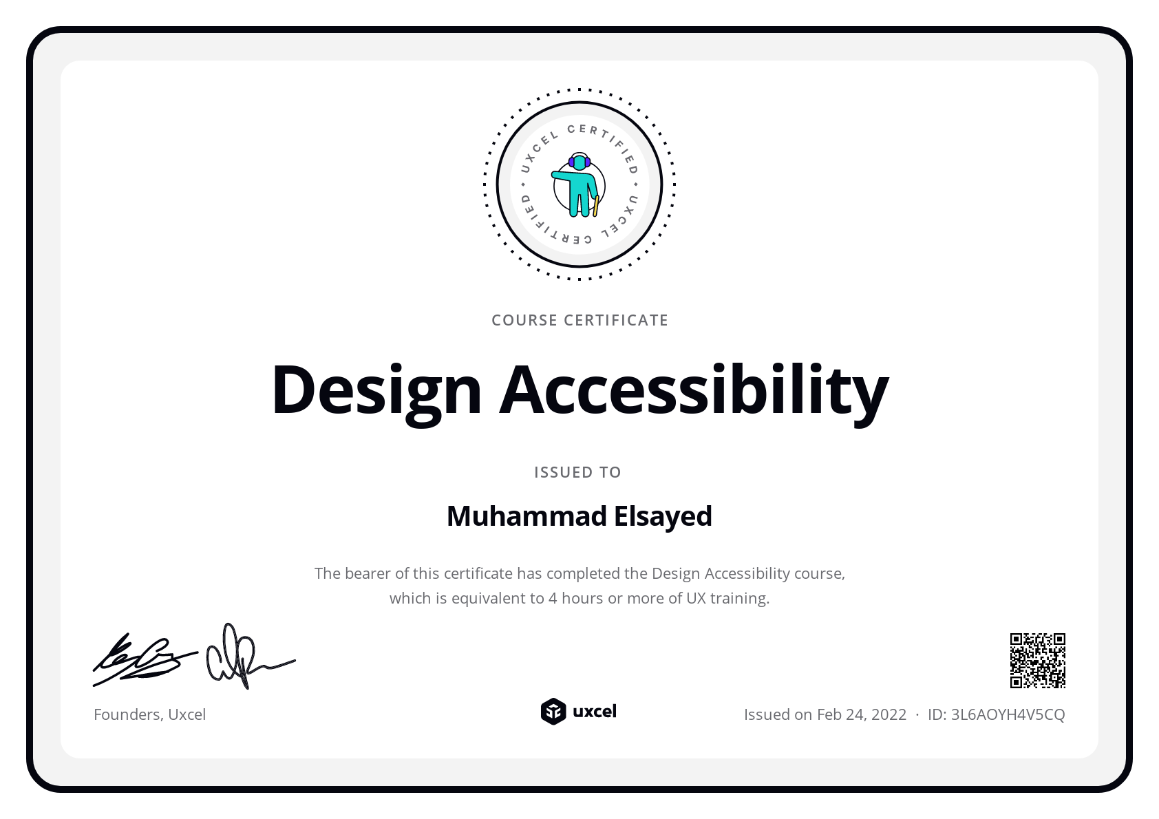 Muhammad Elsayed's certificate